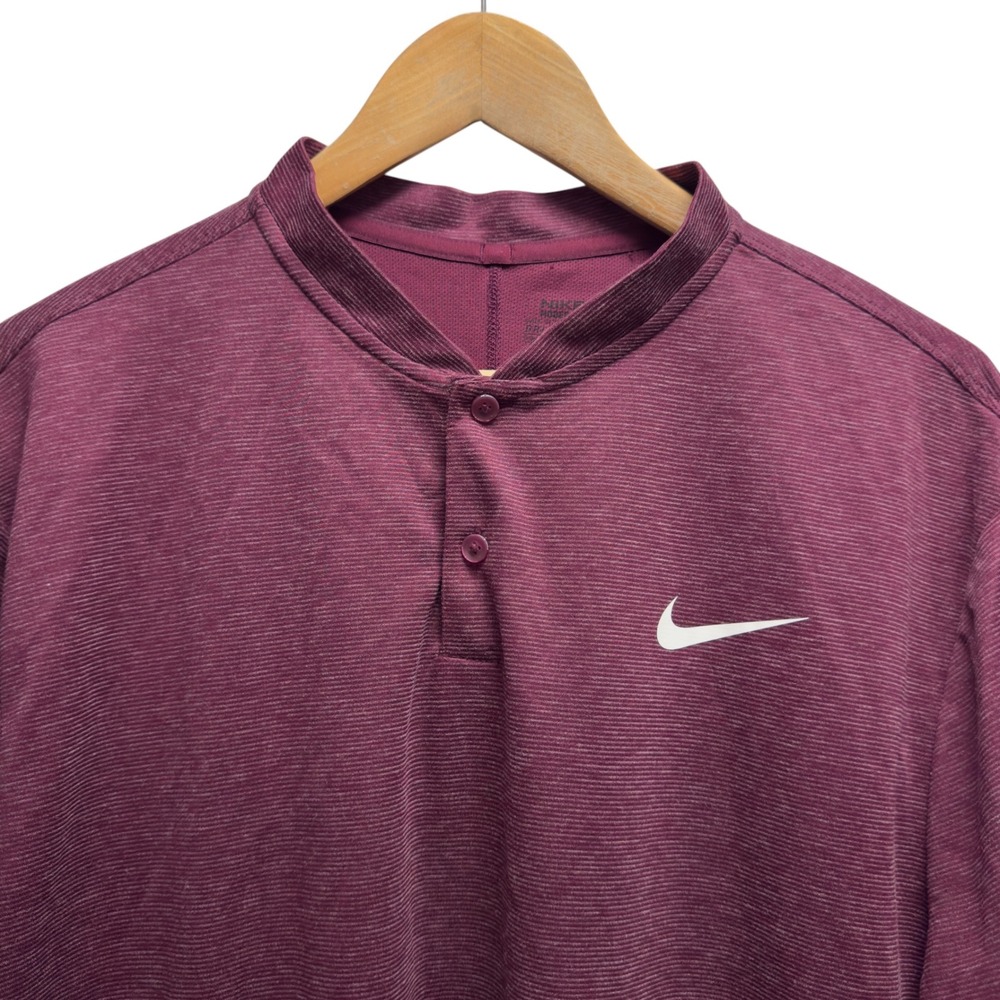 Nike Men's Size 2XL Burgundy Performance Golf S/S Polo Blade Collar Dri-Fit euc